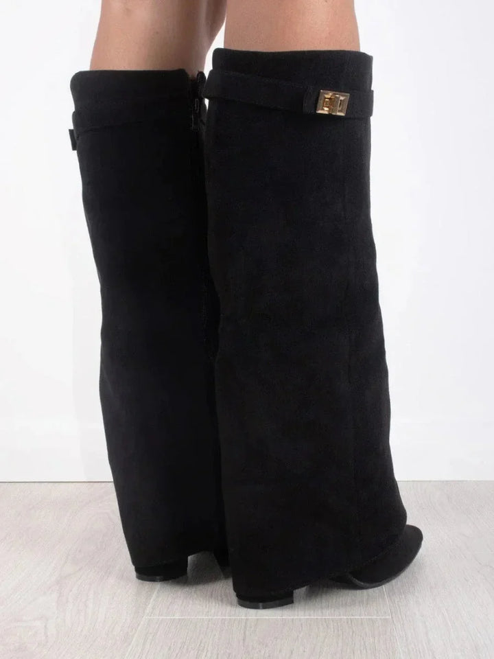 Women's suede boots with metallic details