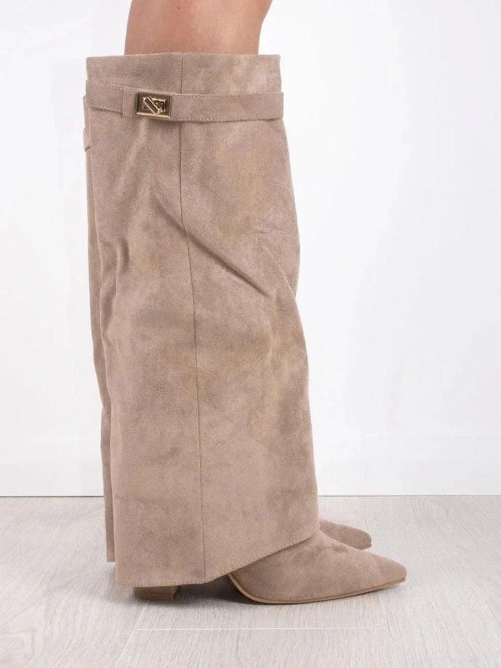 Women's suede boots with metallic details