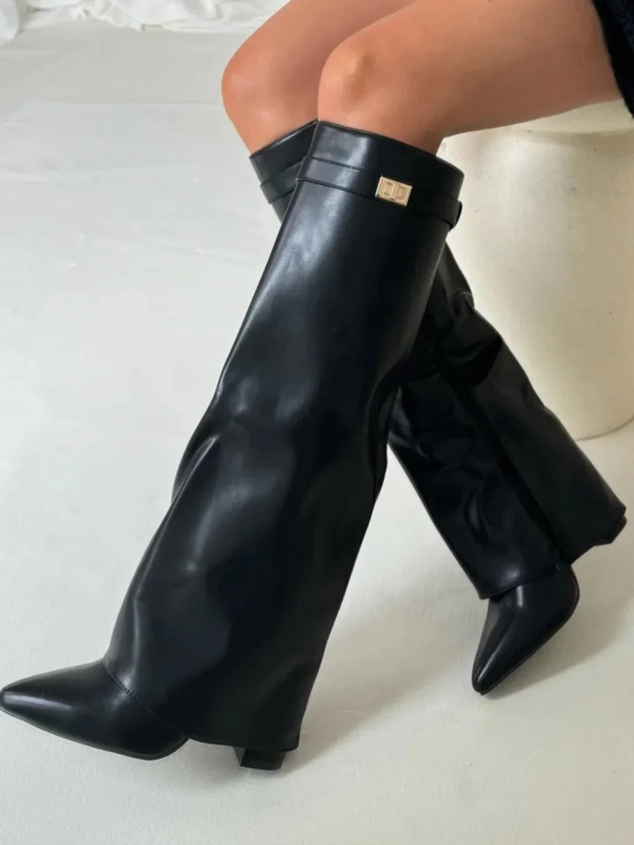 Women's suede boots with metallic details