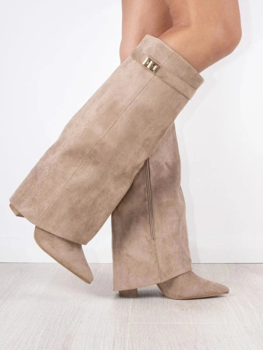 Women's suede boots with metallic details
