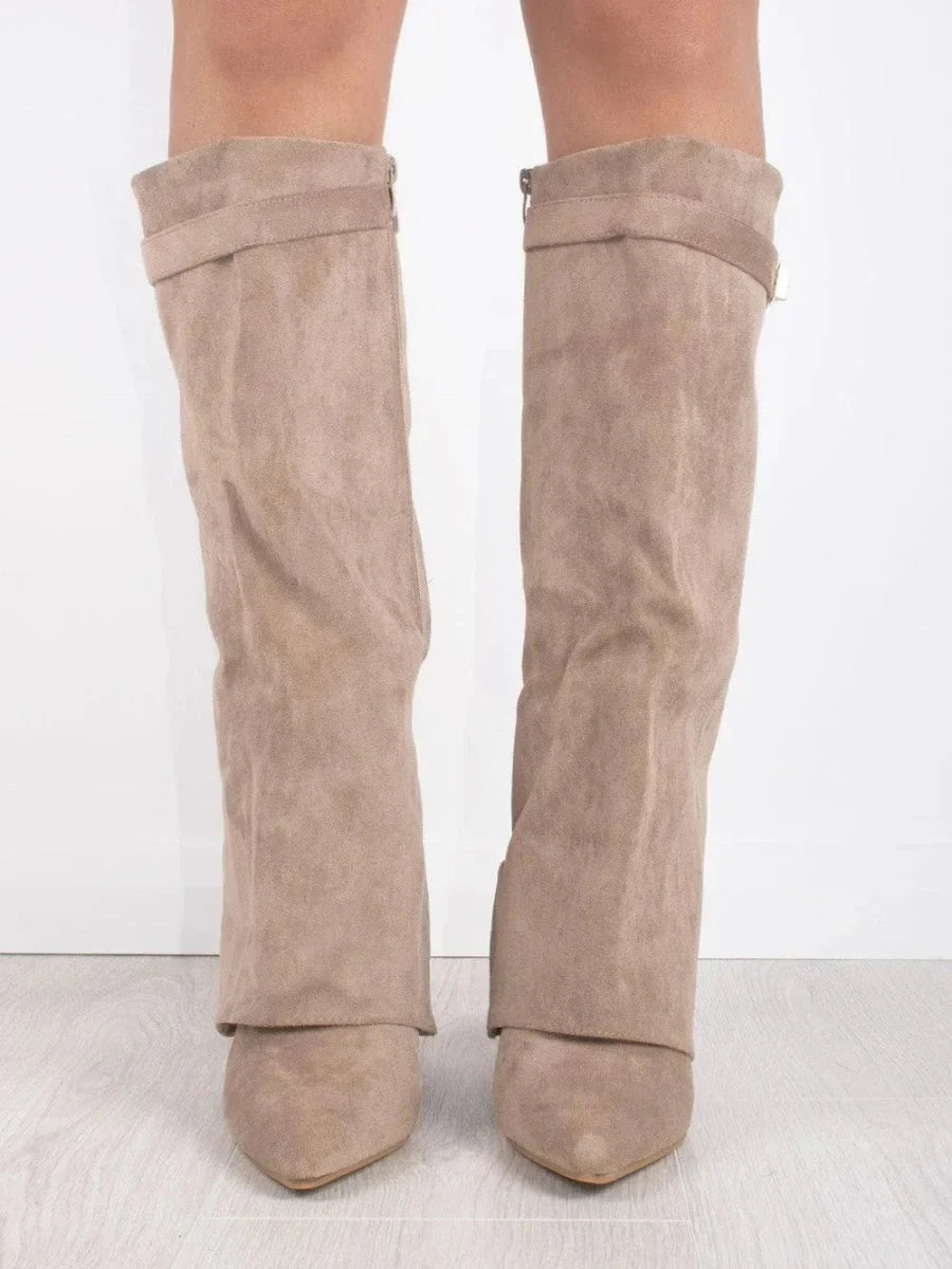 Women's suede boots with metallic details