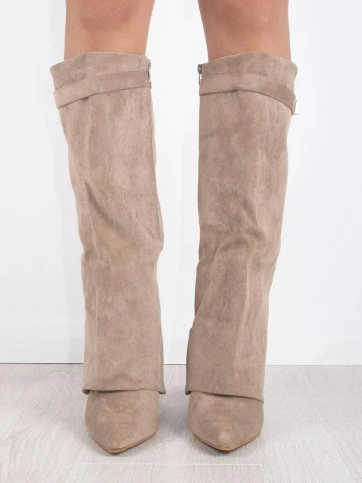 Women's suede boots with metallic details