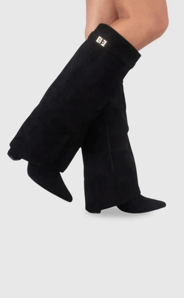 Women's suede boots with metallic details