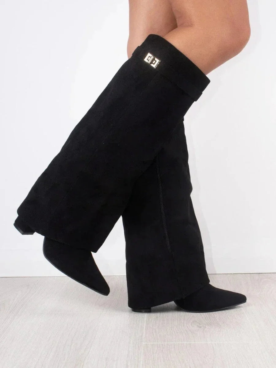 Women's suede boots with metallic details