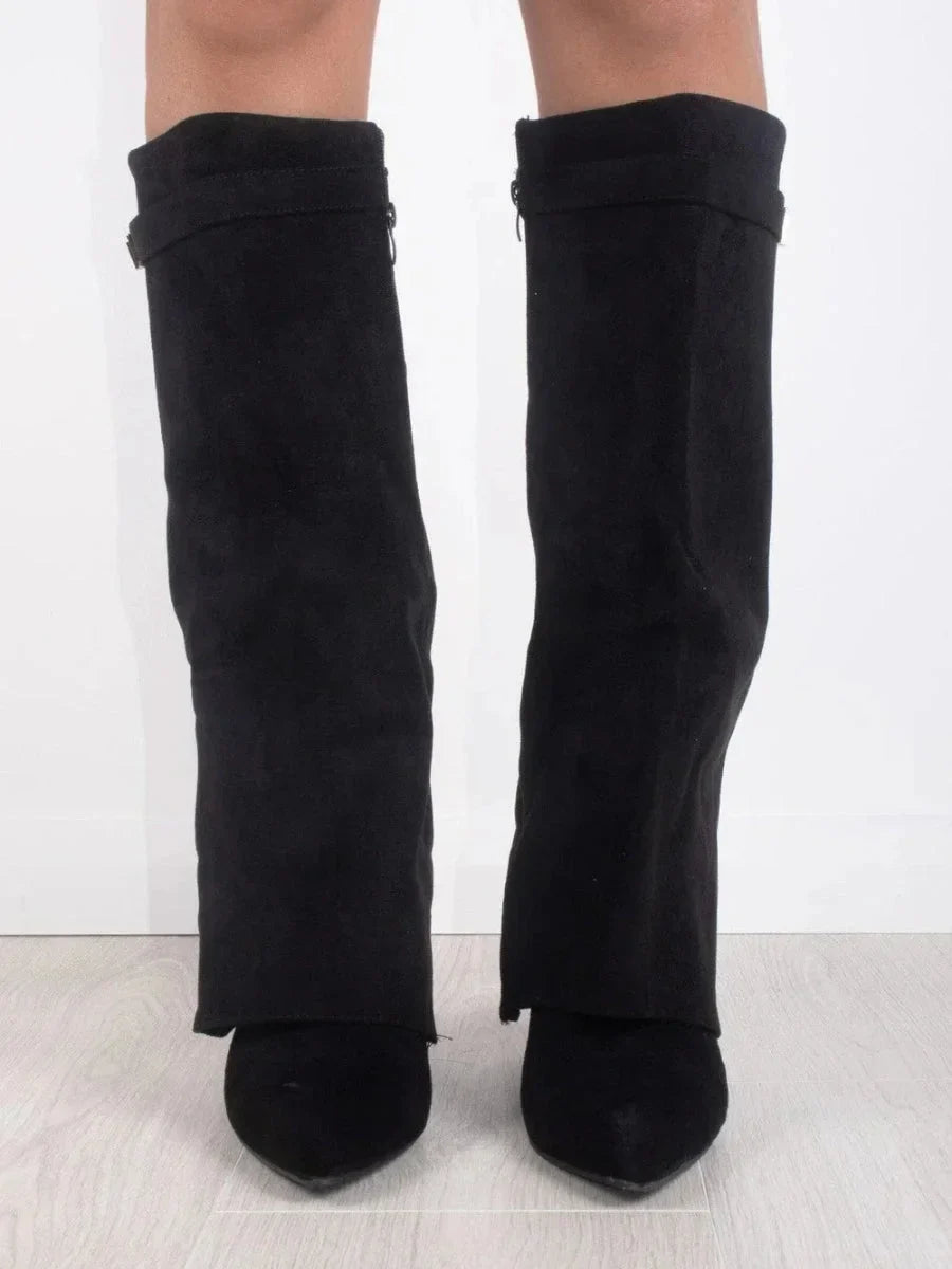 Women's suede boots with metallic details