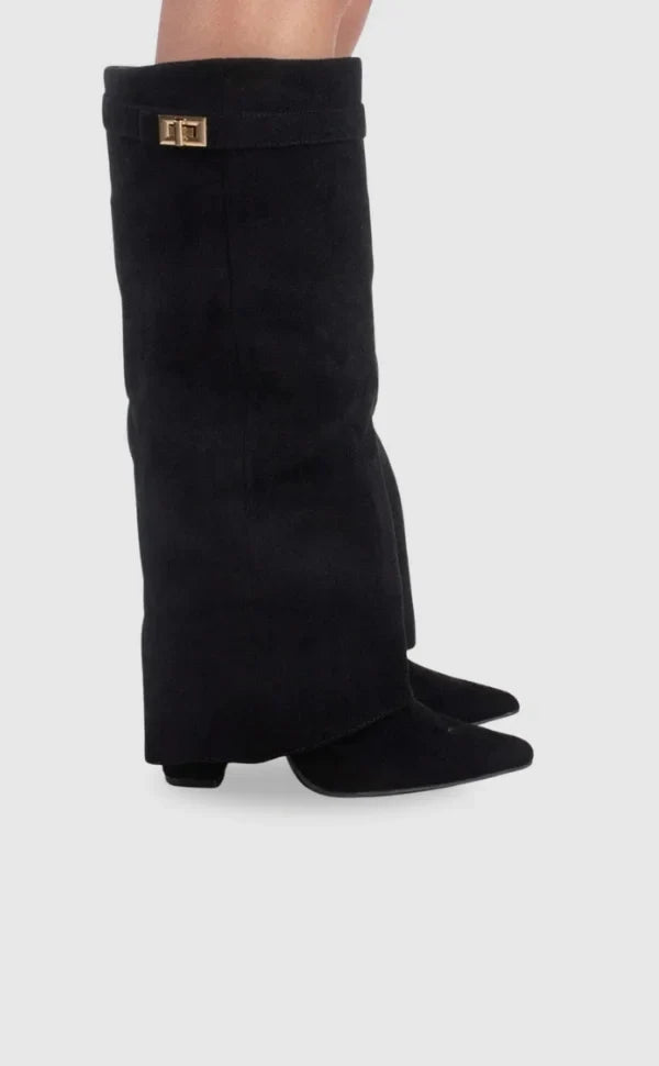 Women's suede boots with metallic details