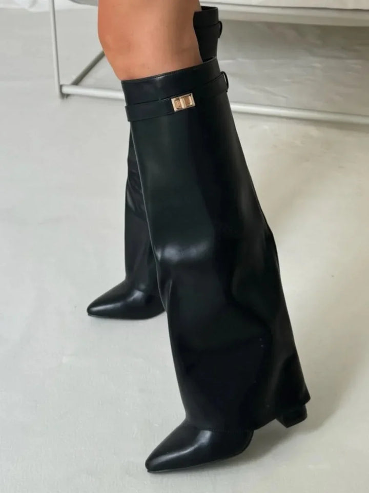 Women's suede boots with metallic details