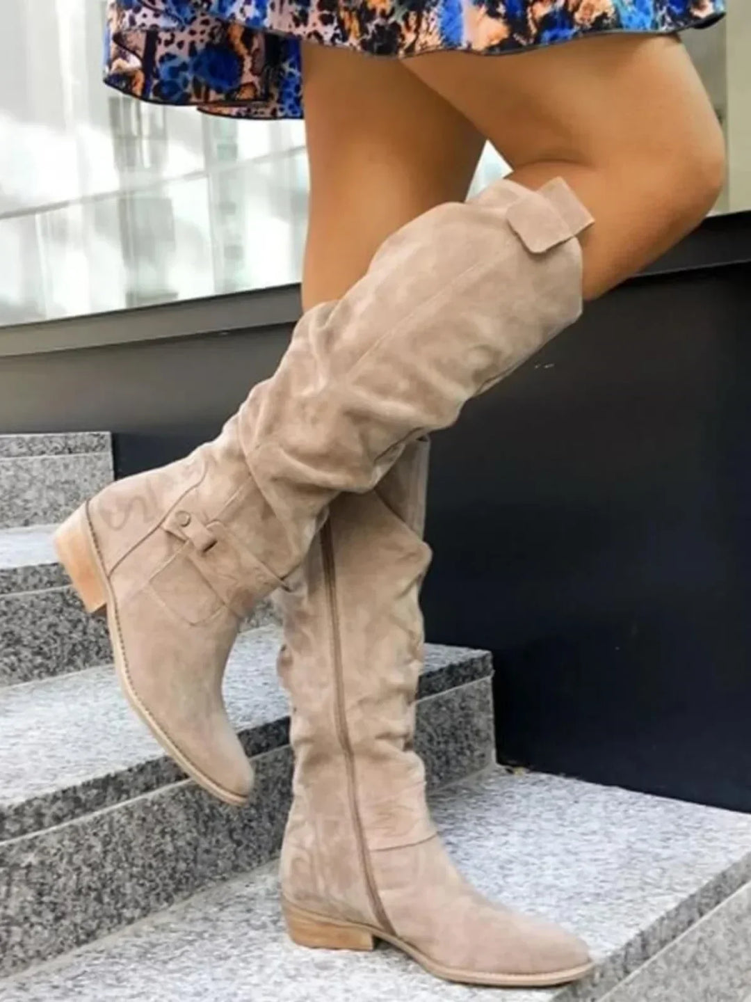 Comfortable women's tall boots with an elegant low heel