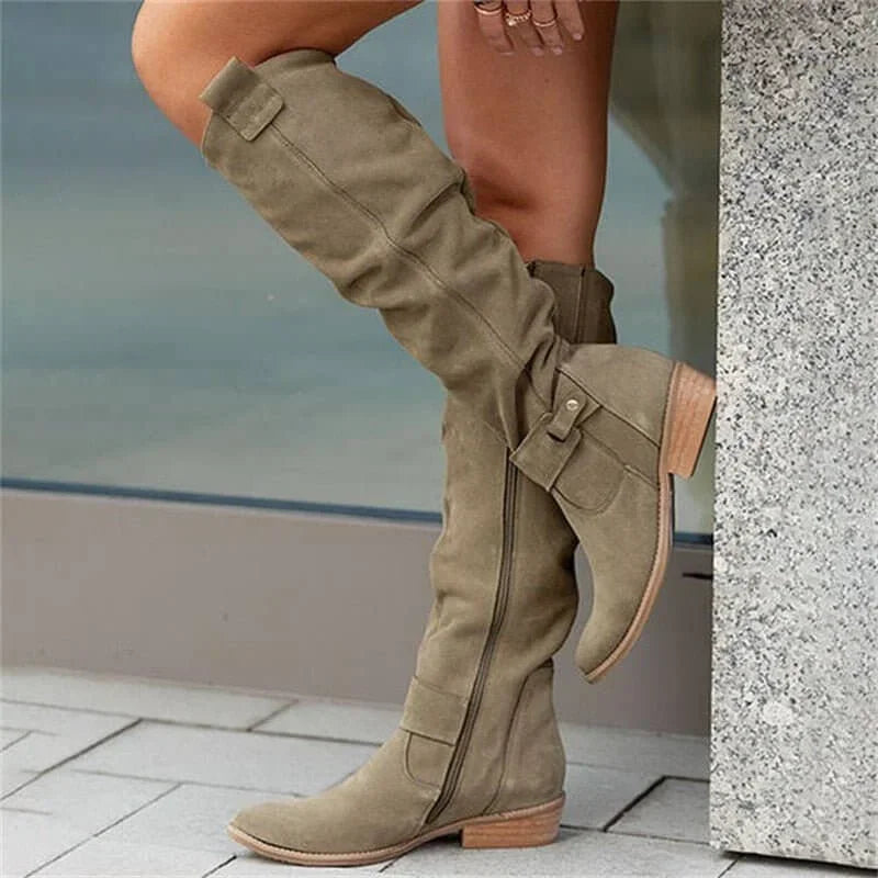Comfortable women's tall boots with an elegant low heel