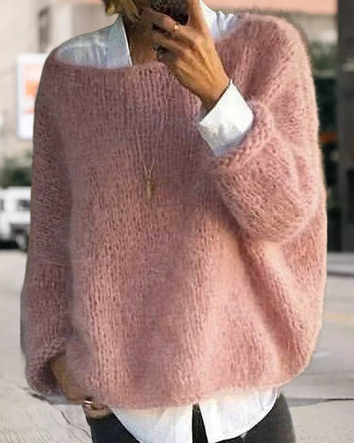 Classic off-shoulder knitted sweater for women