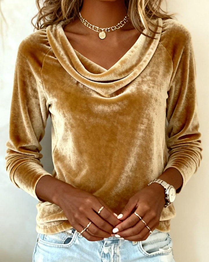 Margaret | Luxurious Velvet Drape-Neck Top
