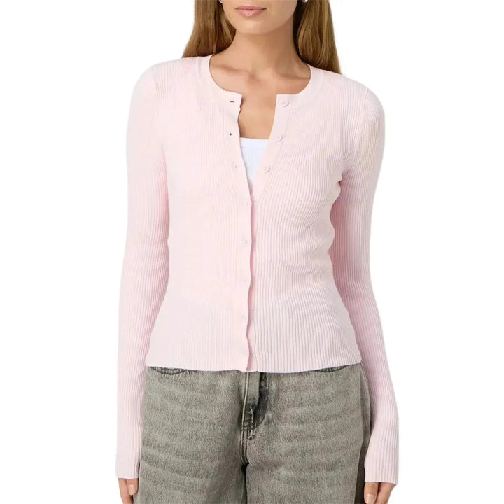Fitted Cardigan for Women with Long Ribbed Sleeves
