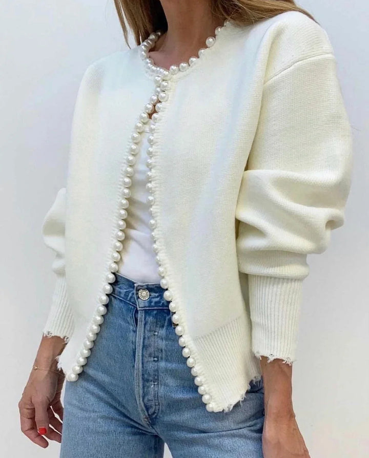 Women's cardigan with elegant pearl detail