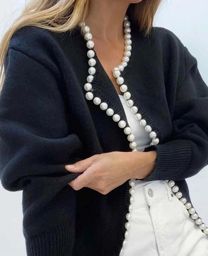 Women's cardigan with elegant pearl detail