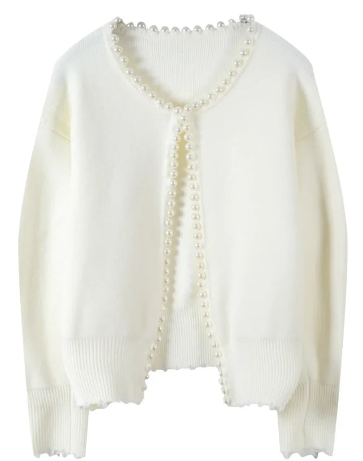 Women's cardigan with elegant pearl detail