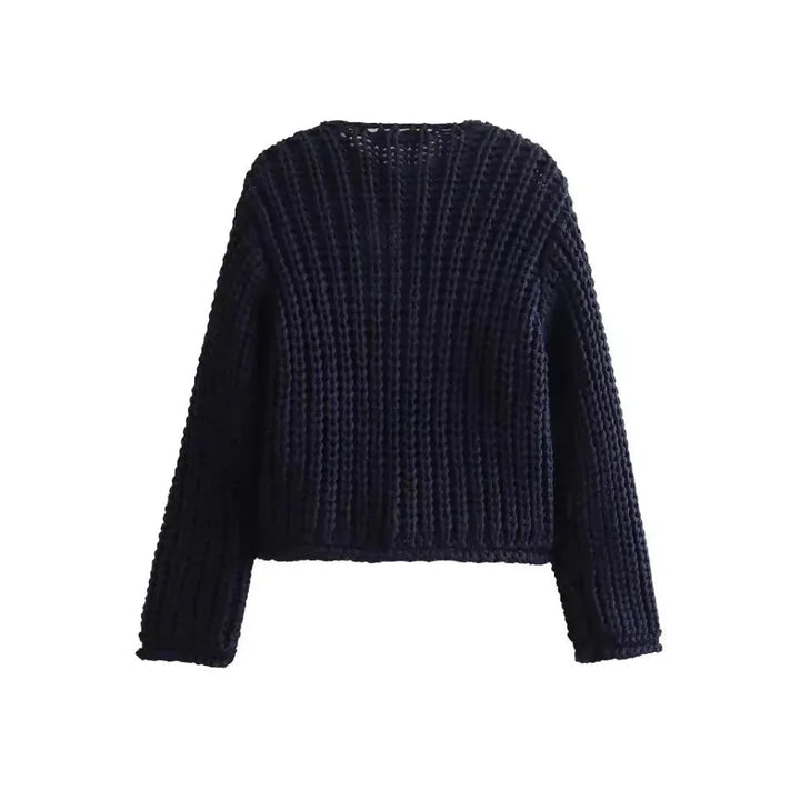 Navy blue buttoned women's Cardigan with relaxed fit