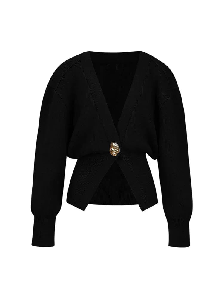 Women's Cardigan with V-neck and gold buttons