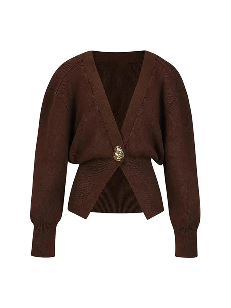 Women's Cardigan with V-neck and gold buttons