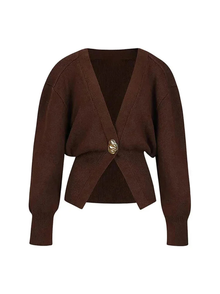 Women's Cardigan with V-neck and gold buttons