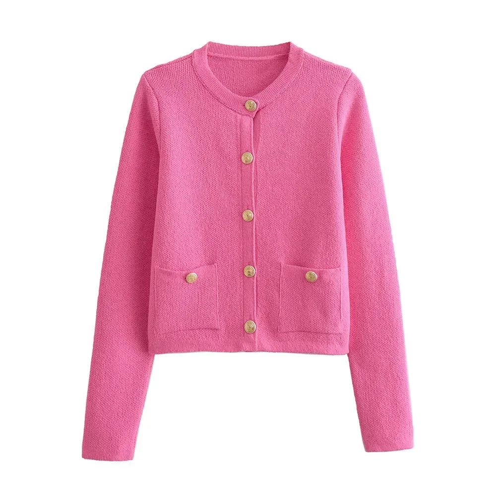 Chic Knitted Women's Cardigan with Buttons