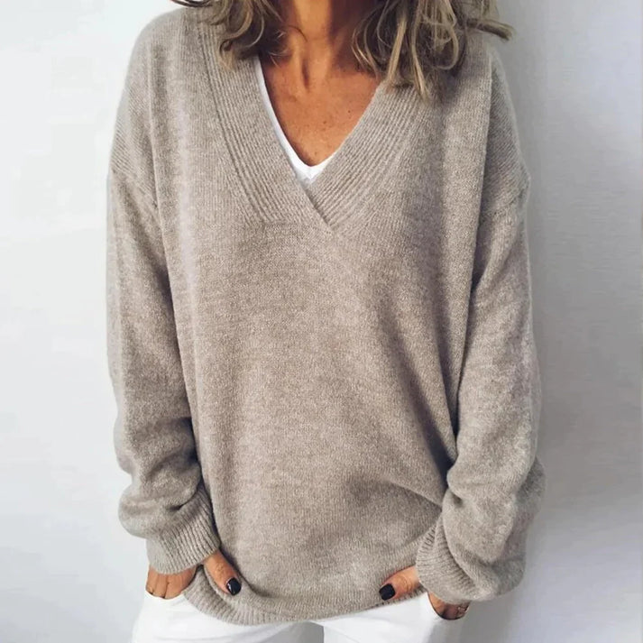 Sofia's Luxurious Cashmere V-Neck Sweater for Women