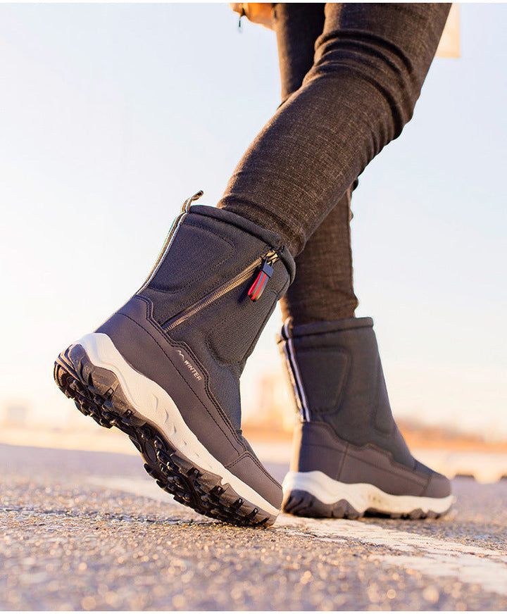 Women's winter boots with side zipper - waterproof, non-slip, durable snow boots with warm lining