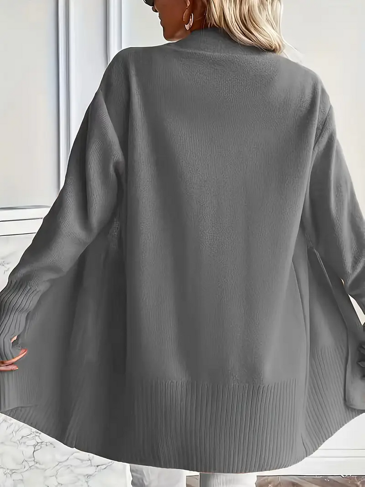 Women's knitted sweater with a round neckline and relaxed fit