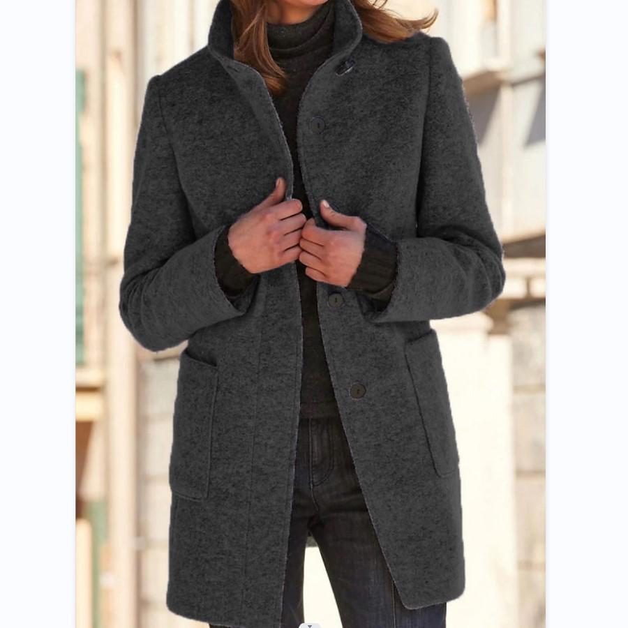 Timeless Wool Overcoat for Women with Vintage Button Fastening - Emily