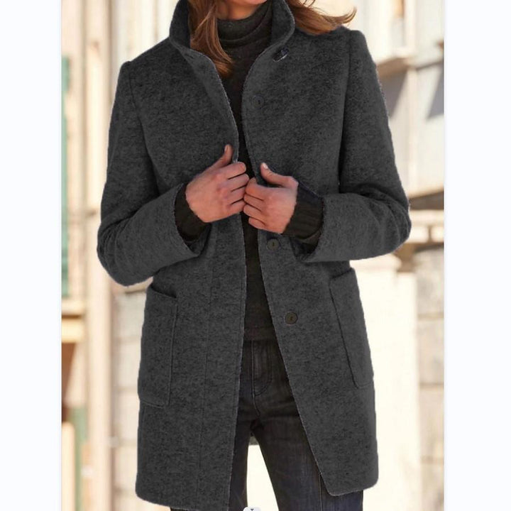 Timeless Wool Overcoat for Women with Vintage Button Fastening - Emily