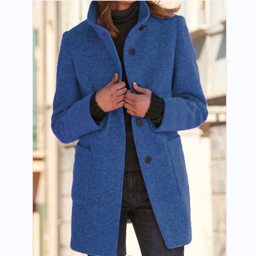 Timeless Wool Overcoat for Women with Vintage Button Fastening - Emily