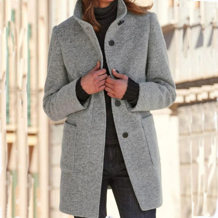 Timeless Wool Overcoat for Women with Vintage Button Fastening - Emily