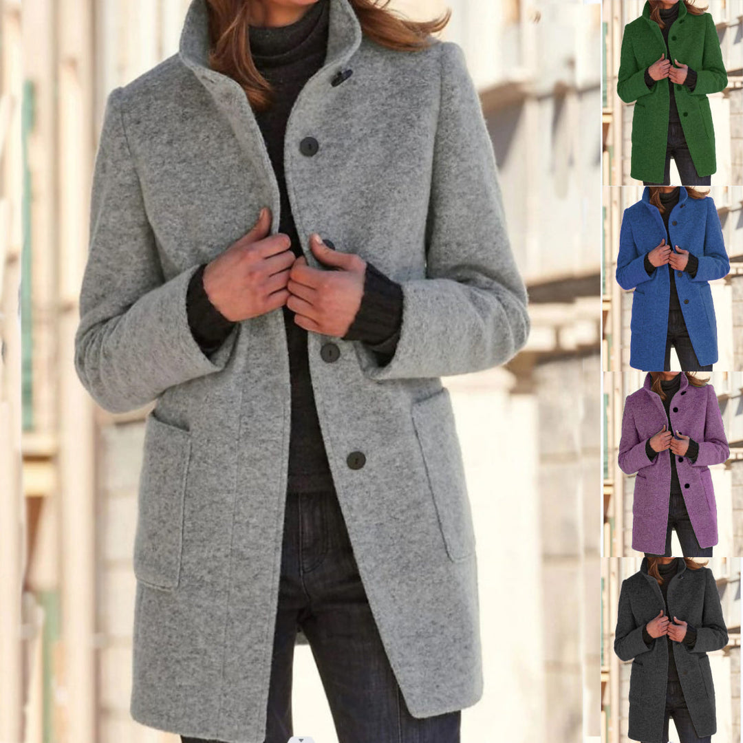 Timeless Wool Overcoat for Women with Vintage Button Fastening - Emily