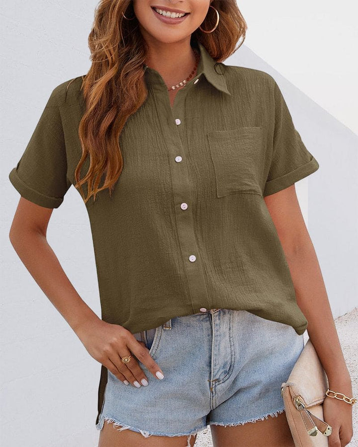 Short-Sleeved Button-Up Shirt - Ava