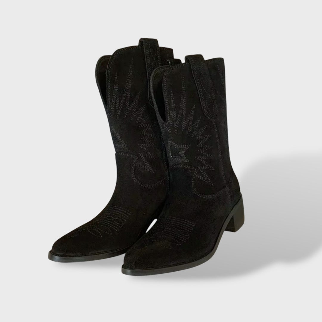 Covadonga | Women’s Embroidered Leather Cowboy Boots, Mid-Calf Shaft