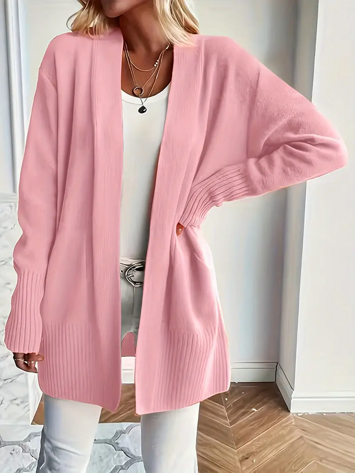 Women's knitted sweater with a round neckline and relaxed fit