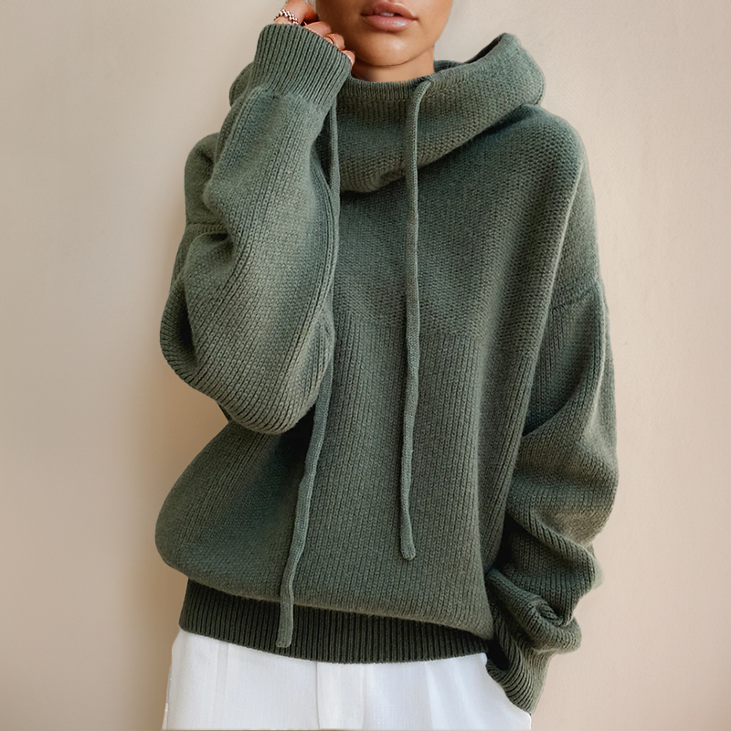 High-Collar Wool Knit Sweater