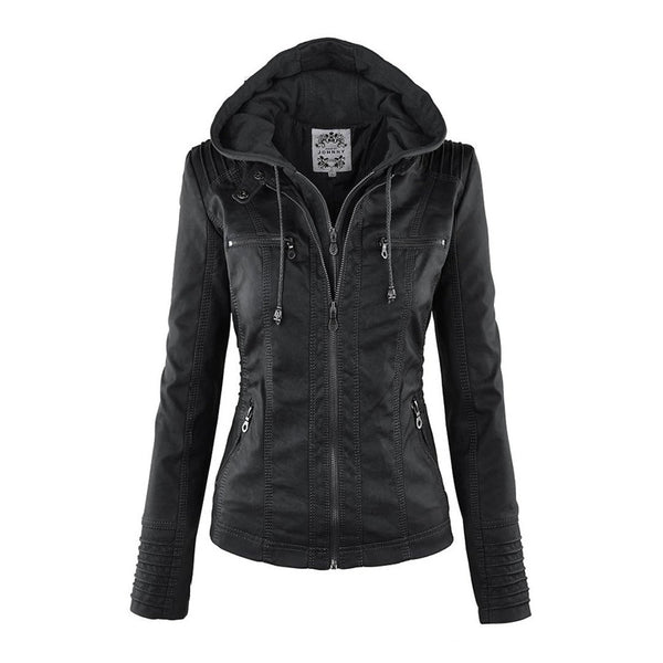 Hooded Leather Jacket for Women | Cozy and Fashionable Outerwear