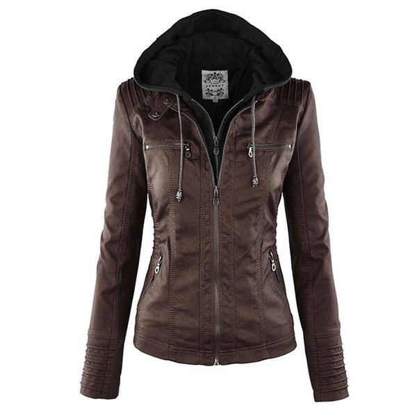 Hooded Leather Jacket for Women | Cozy and Fashionable Outerwear