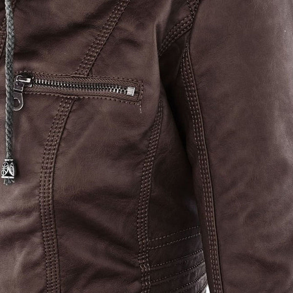 Hooded Leather Jacket for Women | Cozy and Fashionable Outerwear