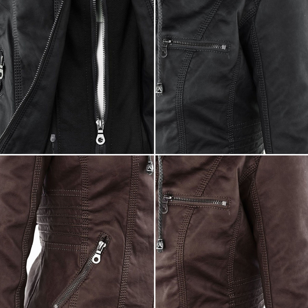 Hooded Leather Jacket for Women | Cozy and Fashionable Outerwear