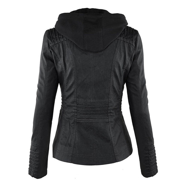 Hooded Leather Jacket for Women | Cozy and Fashionable Outerwear