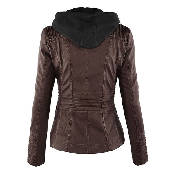 Hooded Leather Jacket for Women | Cozy and Fashionable Outerwear