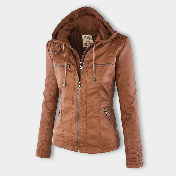 Hooded Leather Jacket for Women | Cozy and Fashionable Outerwear
