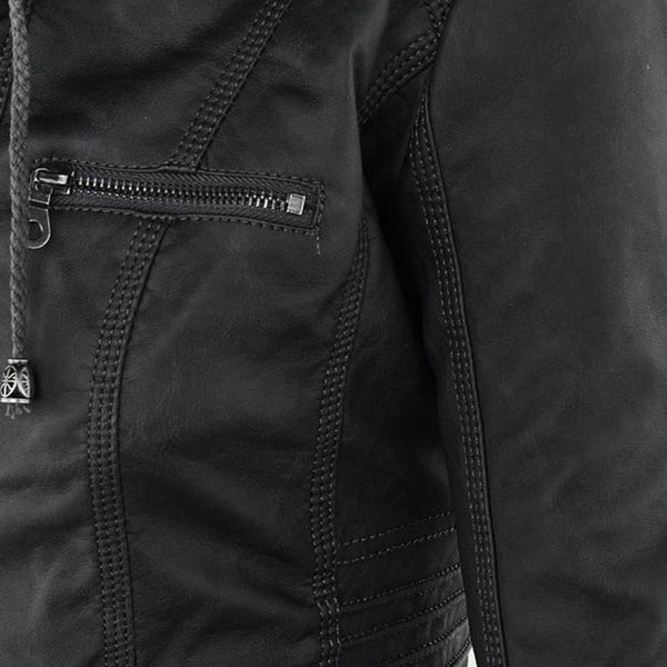 Hooded Leather Jacket for Women | Cozy and Fashionable Outerwear