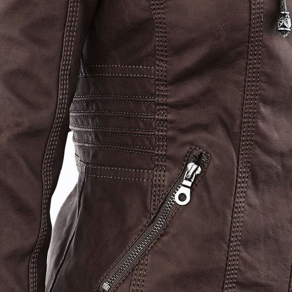 Hooded Leather Jacket for Women | Cozy and Fashionable Outerwear