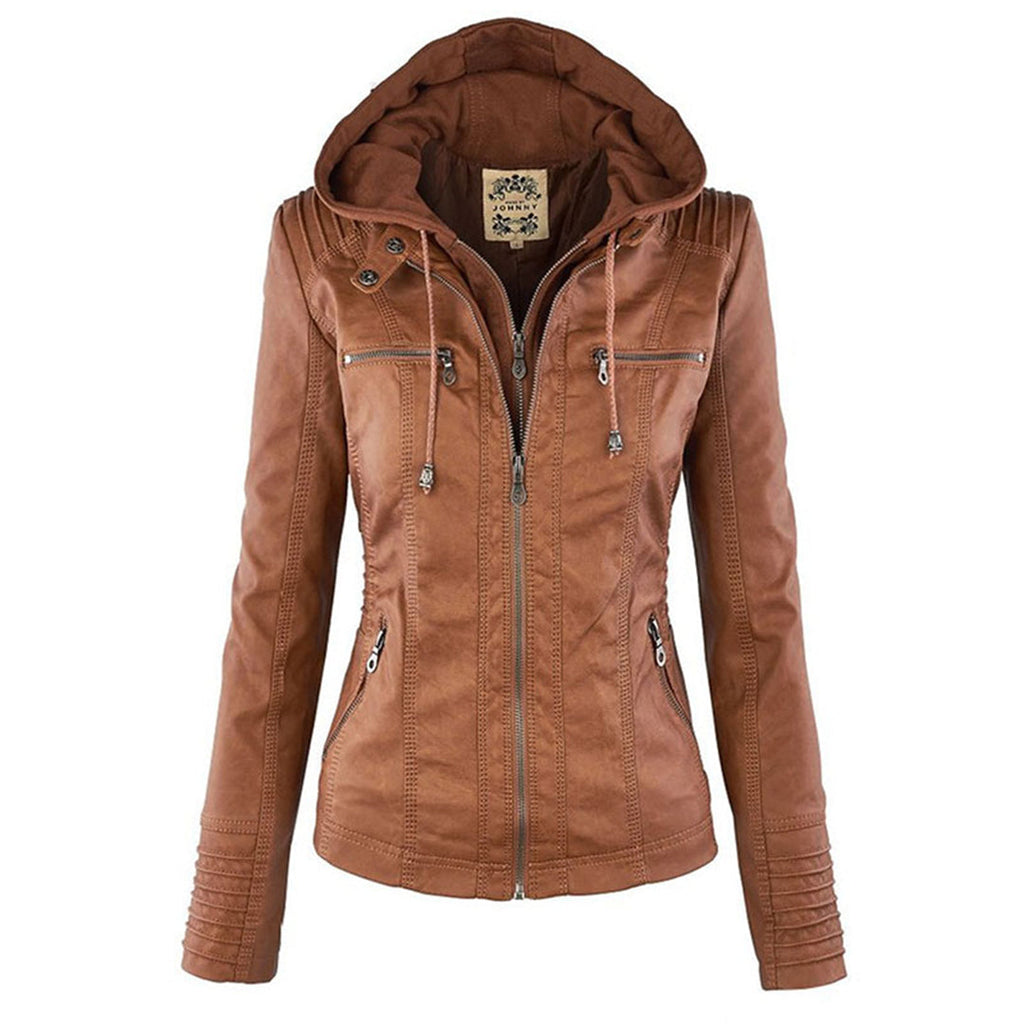 Hooded Leather Jacket for Women | Cozy and Fashionable Outerwear