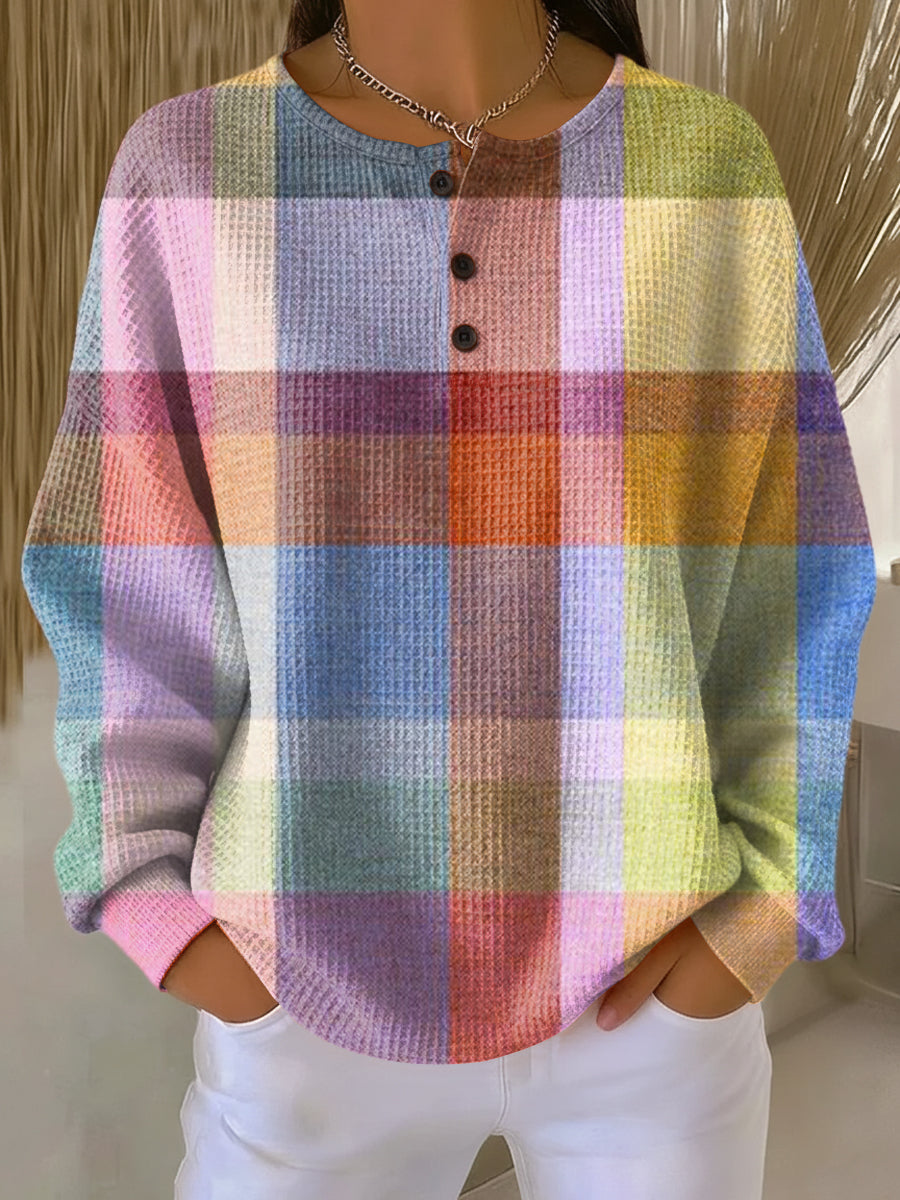 Women's Warm Waffle Knit Sweater | Soft Brushed Interior Thermal Jumper | Relaxed Fit Winter Pullover for Cold Weather