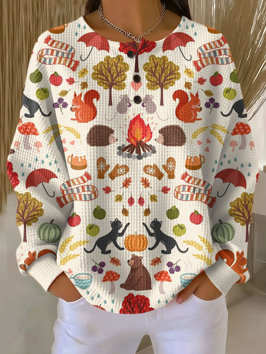 Women's Warm Waffle Knit Sweater | Soft Brushed Interior Thermal Jumper | Relaxed Fit Winter Pullover for Cold Weather