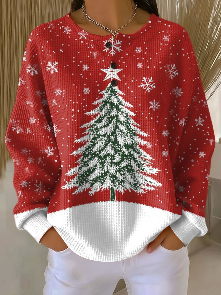Women's Warm Waffle Knit Sweater | Soft Brushed Interior Thermal Jumper | Relaxed Fit Winter Pullover for Cold Weather