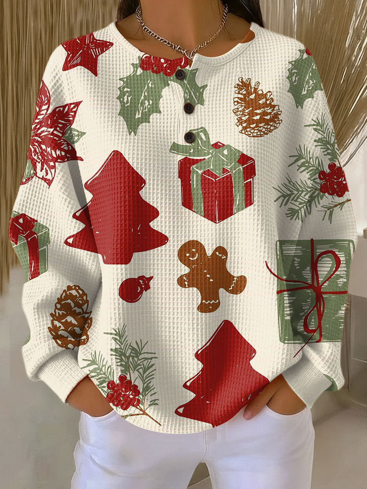 Women's Warm Waffle Knit Sweater | Soft Brushed Interior Thermal Jumper | Relaxed Fit Winter Pullover for Cold Weather